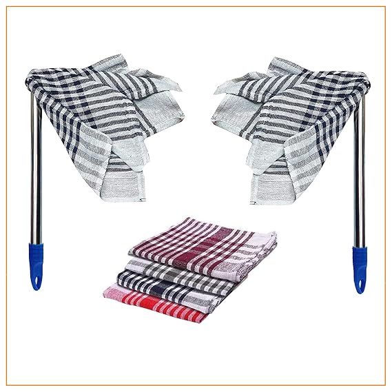 Cloud7 Dusting Cloth with Stainless Steel Handle, Cotton Cleaning Cloth