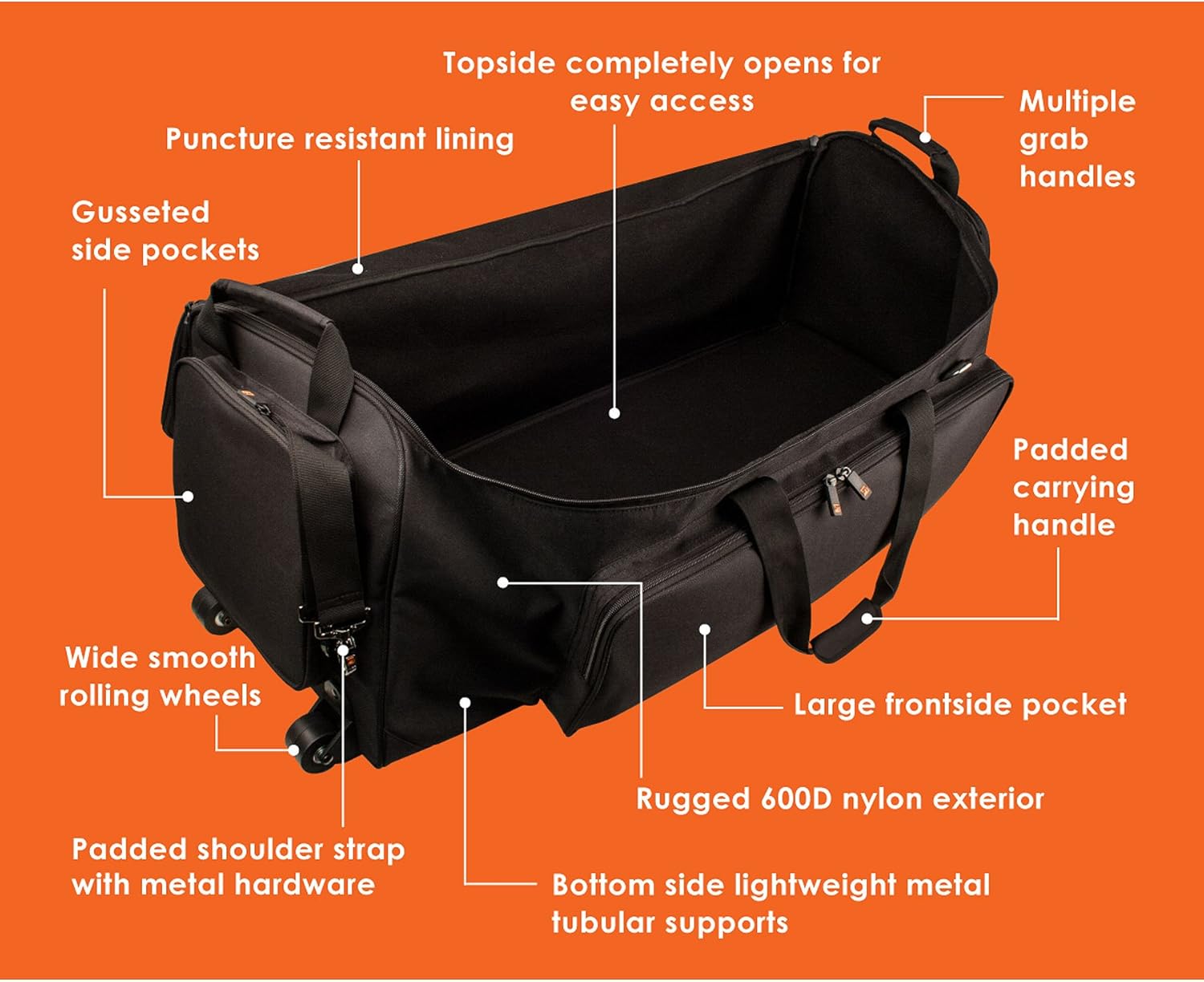 Protec Black Hardside 36" Hardware Bag with Wheels