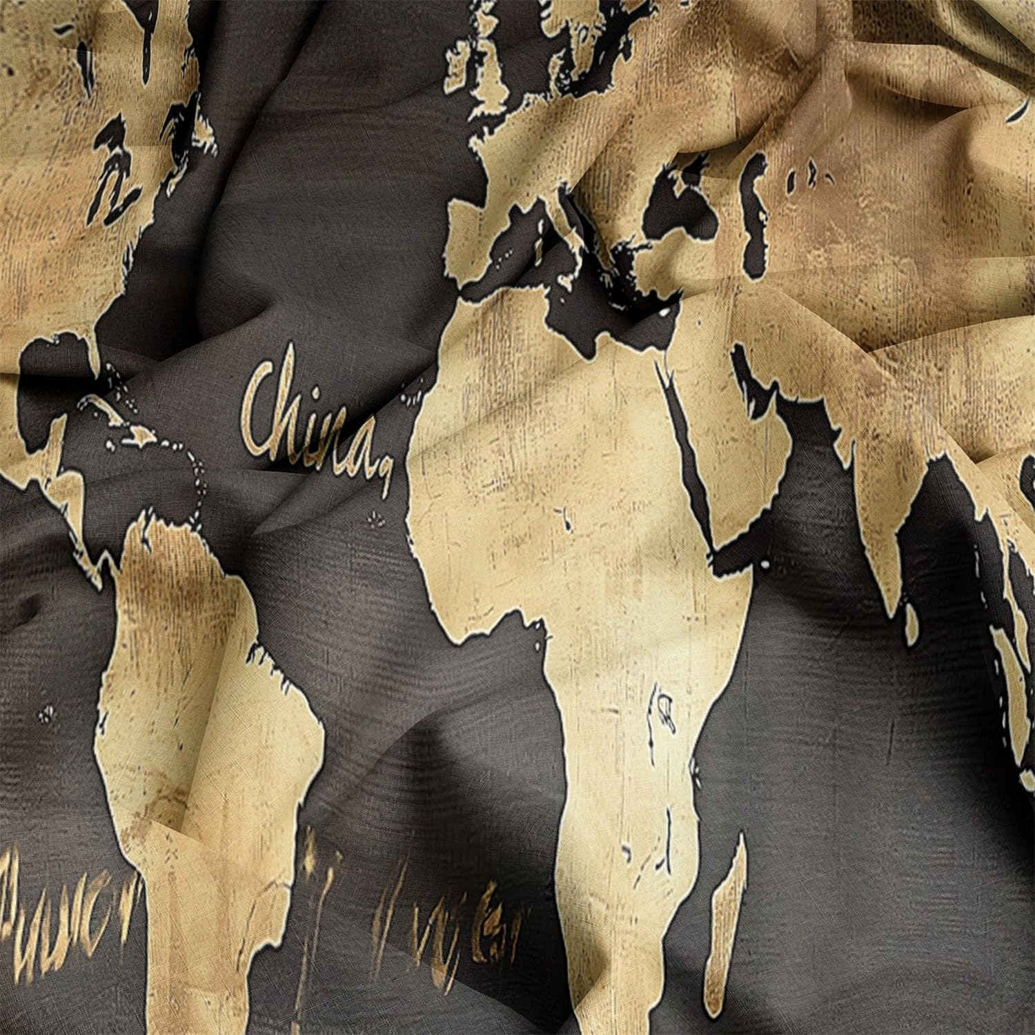 Juego de funda nórdica con estampado Vintage Viejo Mapa del mundo para adultos, adolescentes De Microfibra con Cremallera Negro Funda nórdica Lavable - 135 x 200 cm Ropa de cama