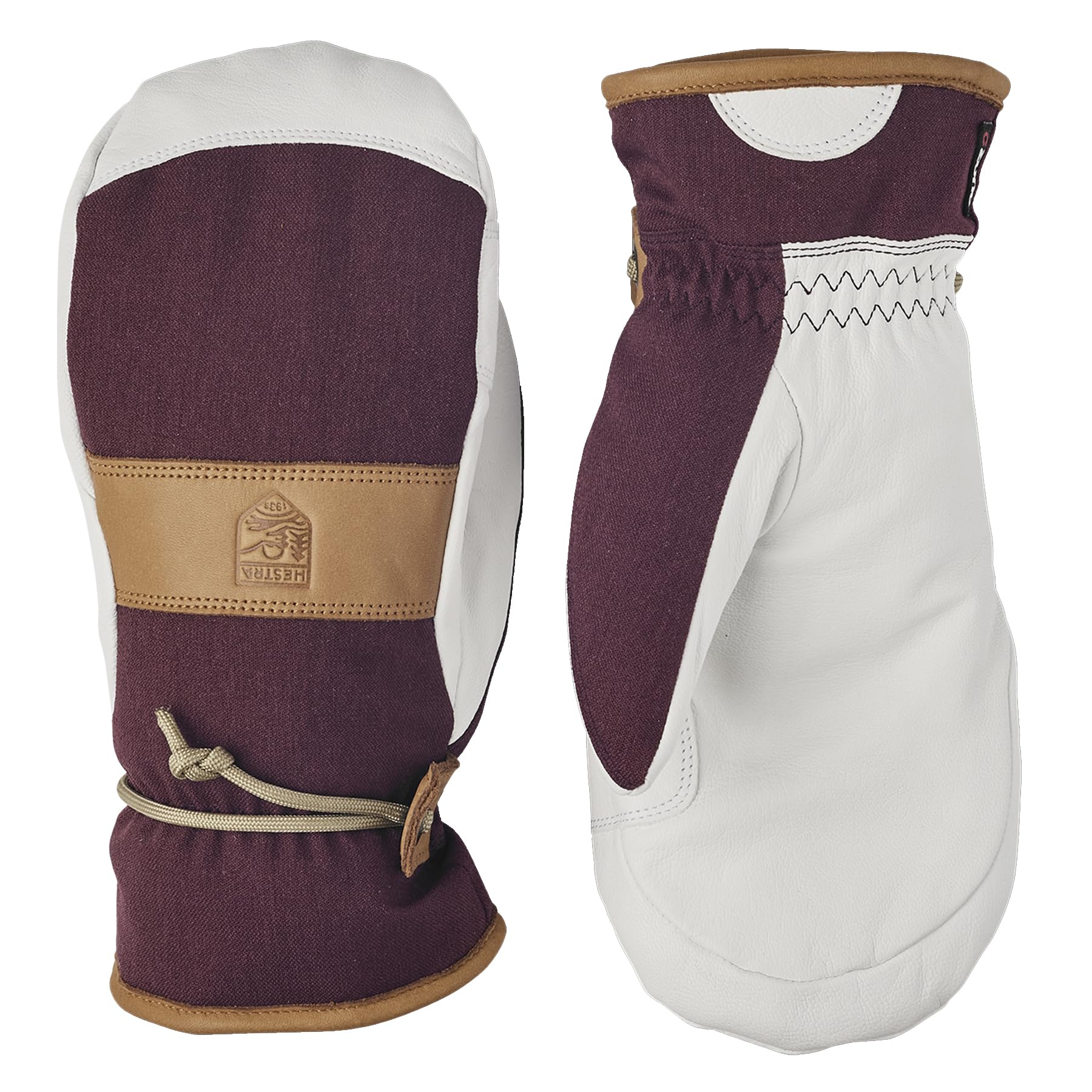 Hestra Women’s Voss CZone Mitt I Leather, Waterproof, Alpine Skiing Gloves - Bordeaux - 7