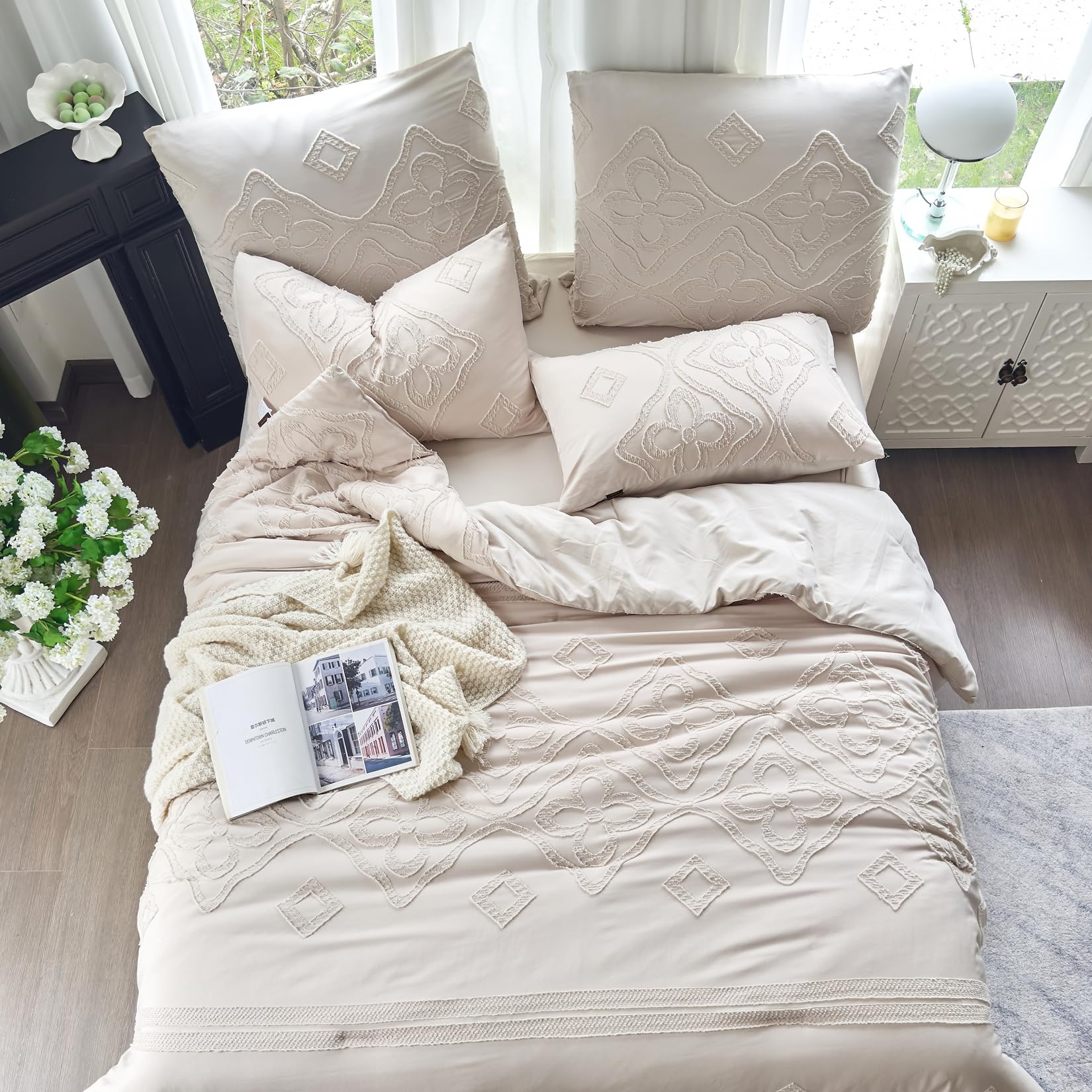 Boho Schmusetuch Set Queen - beige getuftet