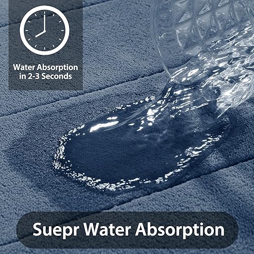 Miniatura 5 de Yimobra Juego de tapetes de baño de espuma viscoelástica, 3 piezas, 44.1 x 24 + 31.5 x 19.8 pulgadas y en forma de U para alfombras de baño, tapetes