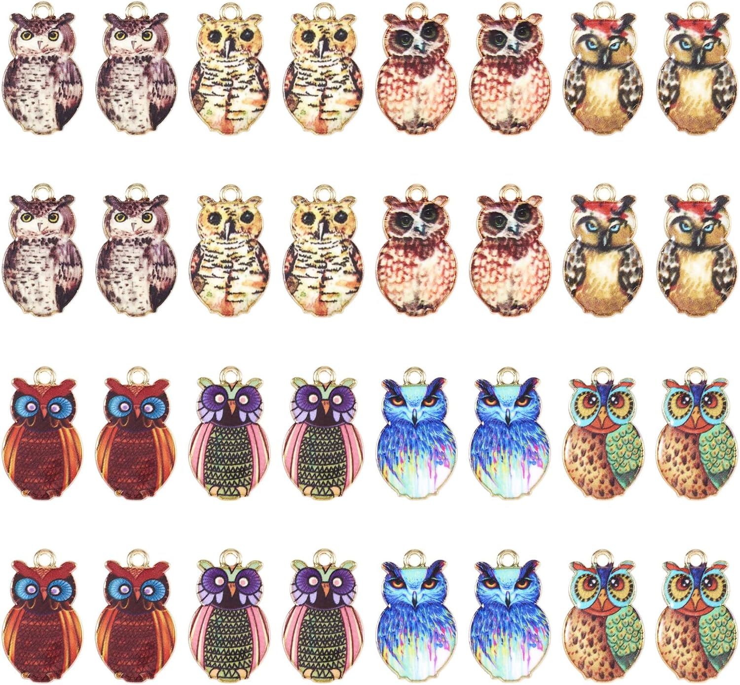 24pcs Owl Enamel Charms Halloween Owl Enamel Charm Colorful Animal Pendants for Earrings Necklaces Bracelets Jewelry Making DIY Craft Findings