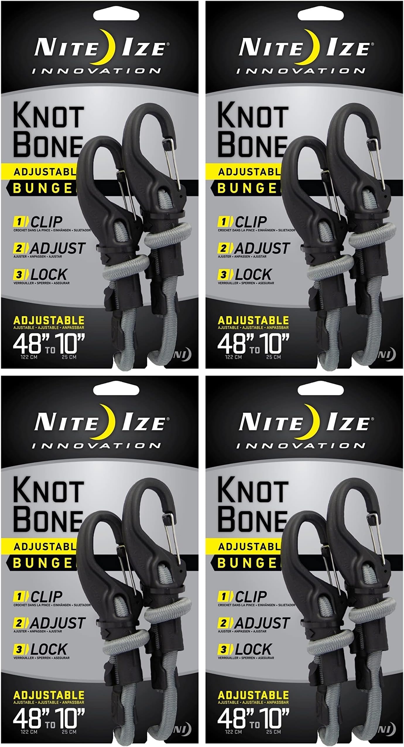 Nite Ize KBB50301 KnotBone Adjustable Bungee Cord, 5mm Thick, Gray Bungee Cords