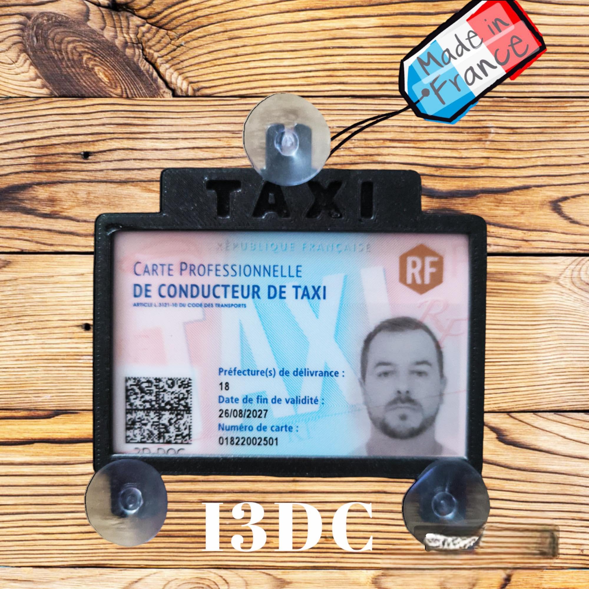 Support Taxi Pare-brise NOLA Design - Fixation Ventouse - Noir - Fabrication Française