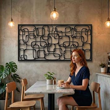 DEKADRON Metal Wall Decor, Geometric Design Home Decoration, Metal Wall Art, Interior Decoration, Minimalist Art (39 W x 20 H)