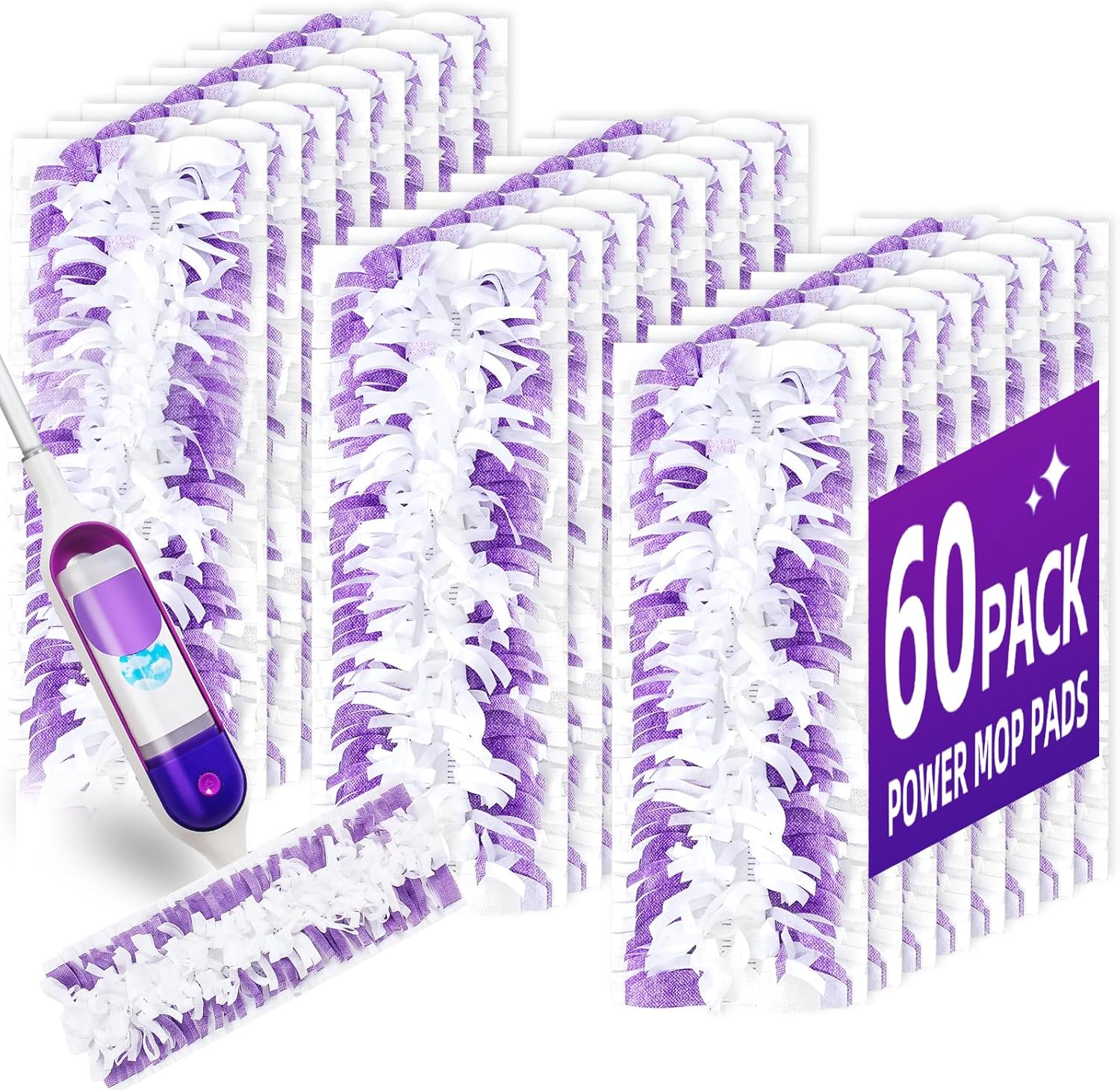 60 Count Disposable Pads for Swiffer Power Mop,Replacement for Swiffer Mopping Pads Refills Compatible with Swiffer Power Mop Pads,Multi-Surface Safe on All Finished Floors Cleaning