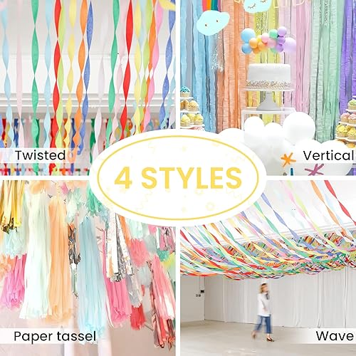 Miniatura 36 de PartyWoo Serpentinas de papel crepé morado, 8 unidades, 656 pies, paquete de serpentinas de papel crepé color morado oscuro claro, lavanda, blanco