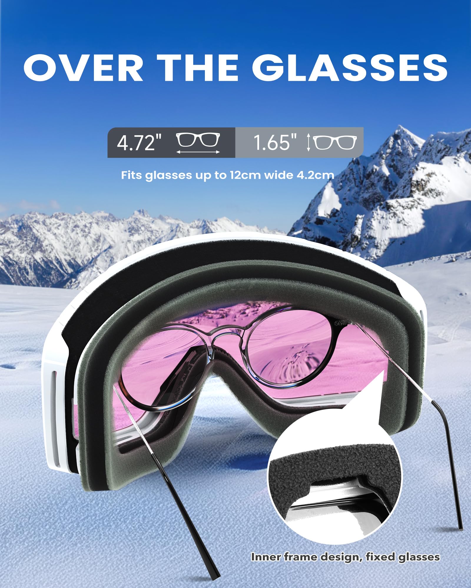 Findway Maschera da Sci, Occhiali da Sci per Bambini maschi, bambini femmine, bambini OTG Maschere Sci, 100% Anti-UV Maschera Sci, Anti Nebbia, Adatto a Snowboard