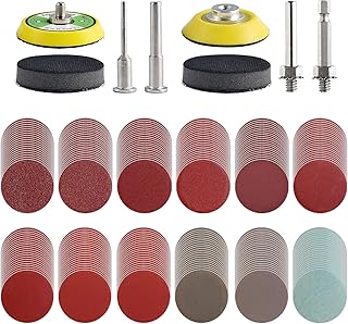 Tshya 240pcs 2inch Sanding Discs Pad Variety Kit for Drill Grinder Rotary Tools Attachment with 2Pcs 1/8"&1/4" Shank Backer Plate, Sanding Pads Includes 80-3000 Grit