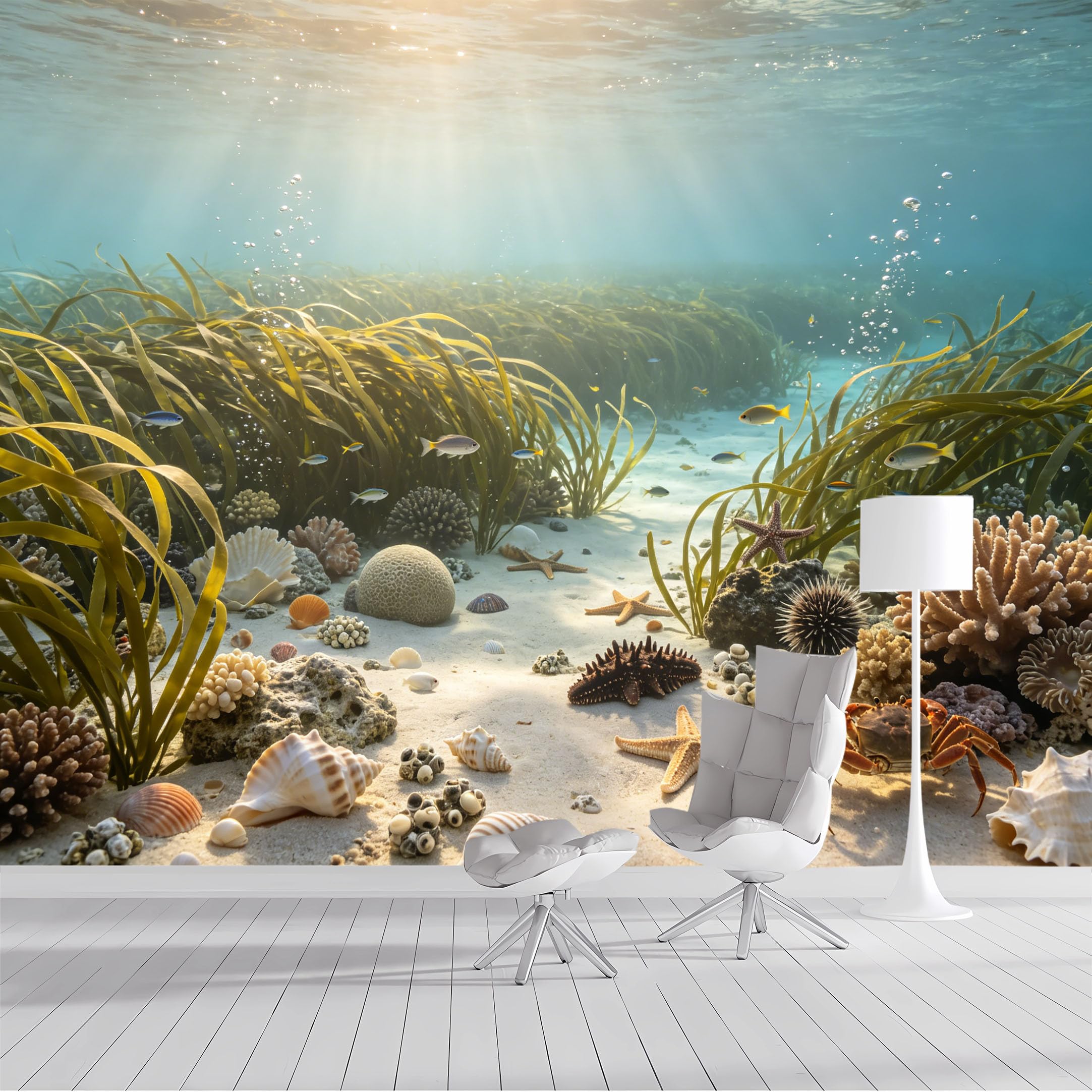 Custom Size Wall Mural Underwater Seascape Marine Life Coral Reef Fish Seaweed SelfAdhesive Wall Fabric Removable Peel and Stick Wallpaper Wall Decor for Living Room Bedroom Bathroom