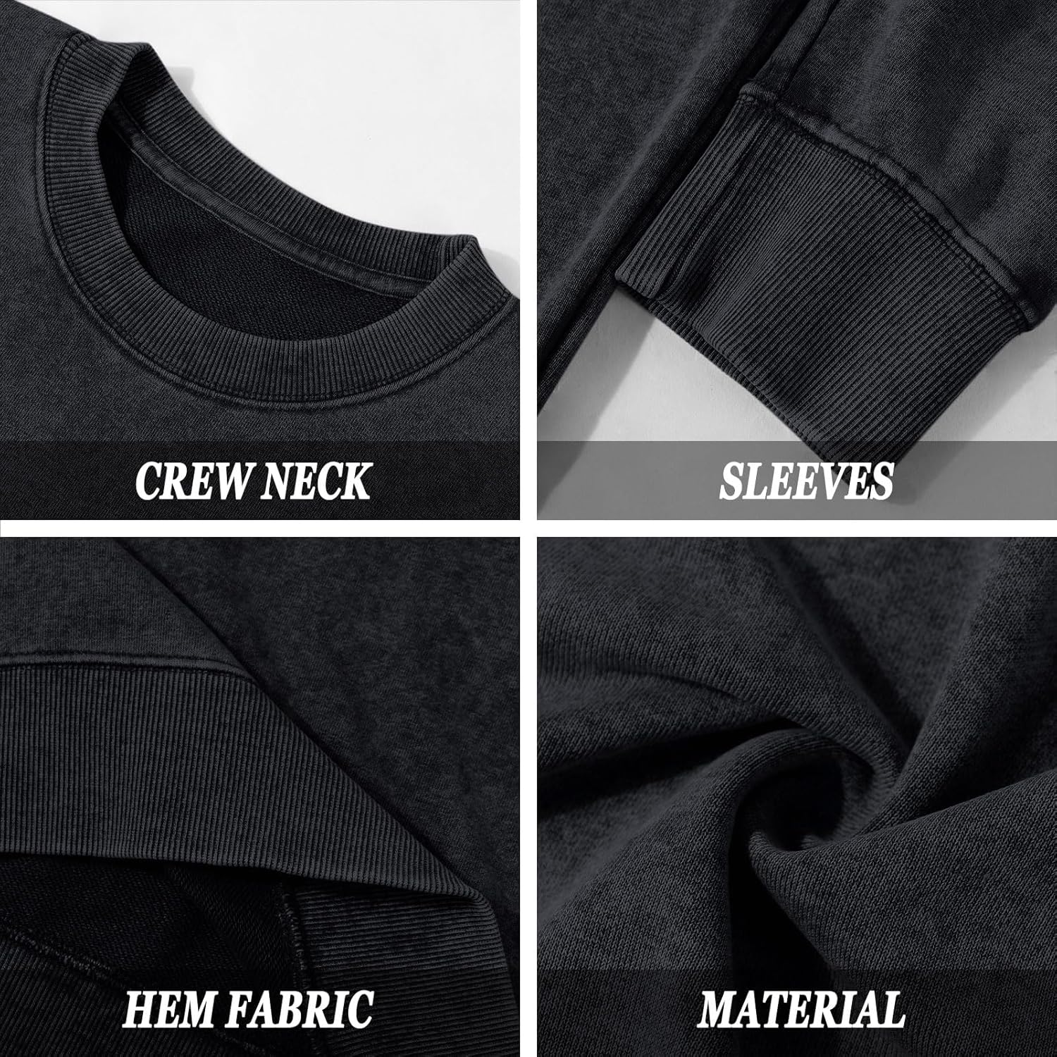 Oversized Vintage Crewneck Sweatshirt Men Acid Wash Cotton Baggy Trendy Streetwear Long Sleeve Shirts Pullover Tops - Image 7