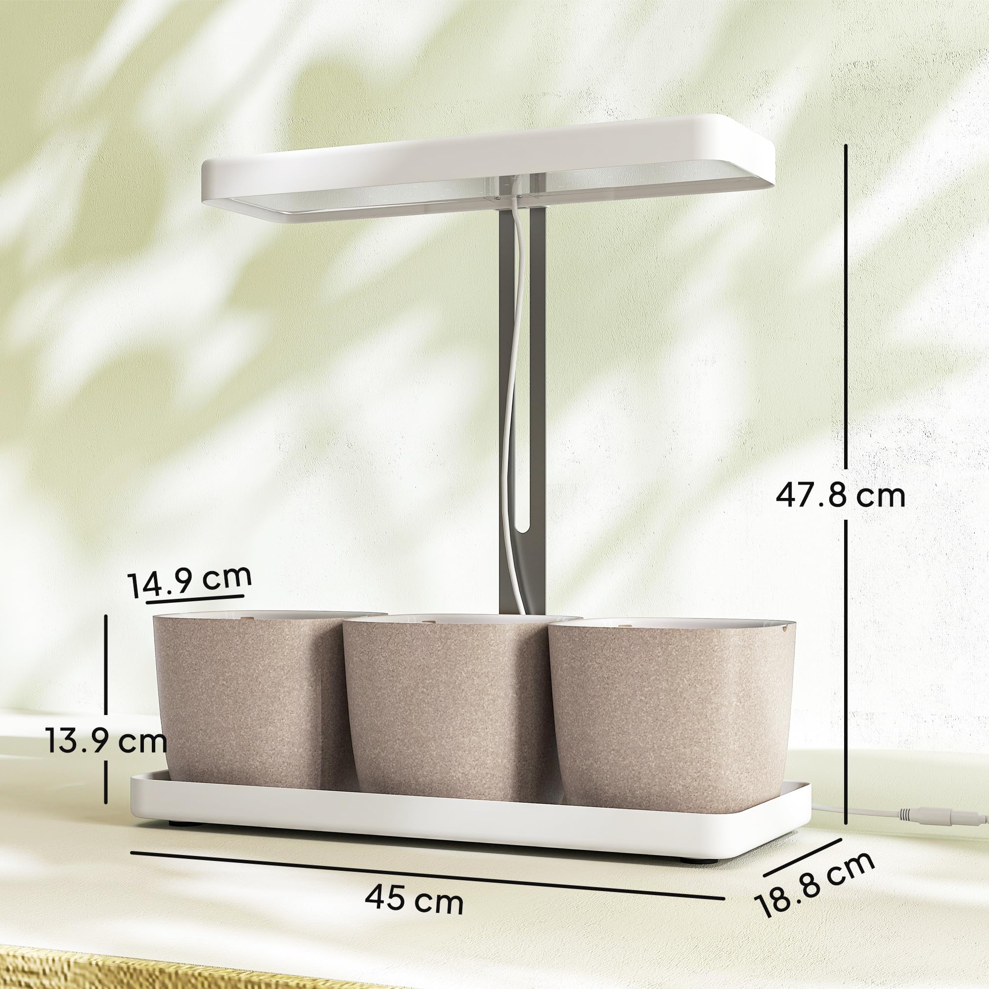 Outsunny lampe de plantes 42 LED 3 pots minuterie 8/12/16/24H 3500K