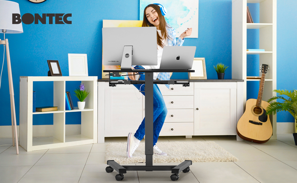 Amazon.com: BONTEC Mobile Standing Desk with Keyboard Tray