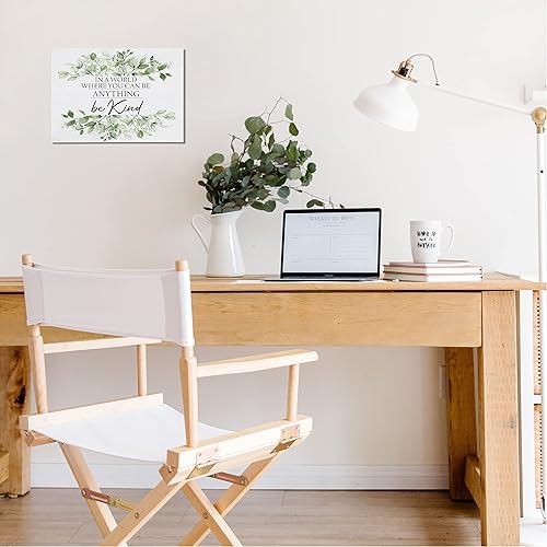 Miniatura 6 de Decoración de pared verde salvia con texto en inglés Be Kind, arte de pared en lienzo para dormitorio, accesorios de baño verde salvia, arte de