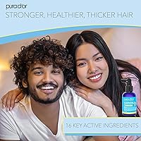 Vista 3 de PURA D'OR Suero Energizante para el Cuero Cabelludo para Terapia de Cabello Ralo 4 oz con Tripéptido de Cobre, Biotina, Cafeína, Células Madre