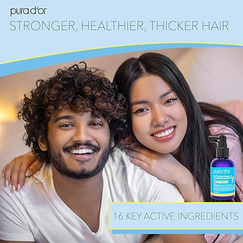Miniatura 3 de PURA DOR Terapia de adelgazamiento del cabello revitalizador de suero del cuero cabelludo energizante 4 onzas con aceite de argán biotina cafeína