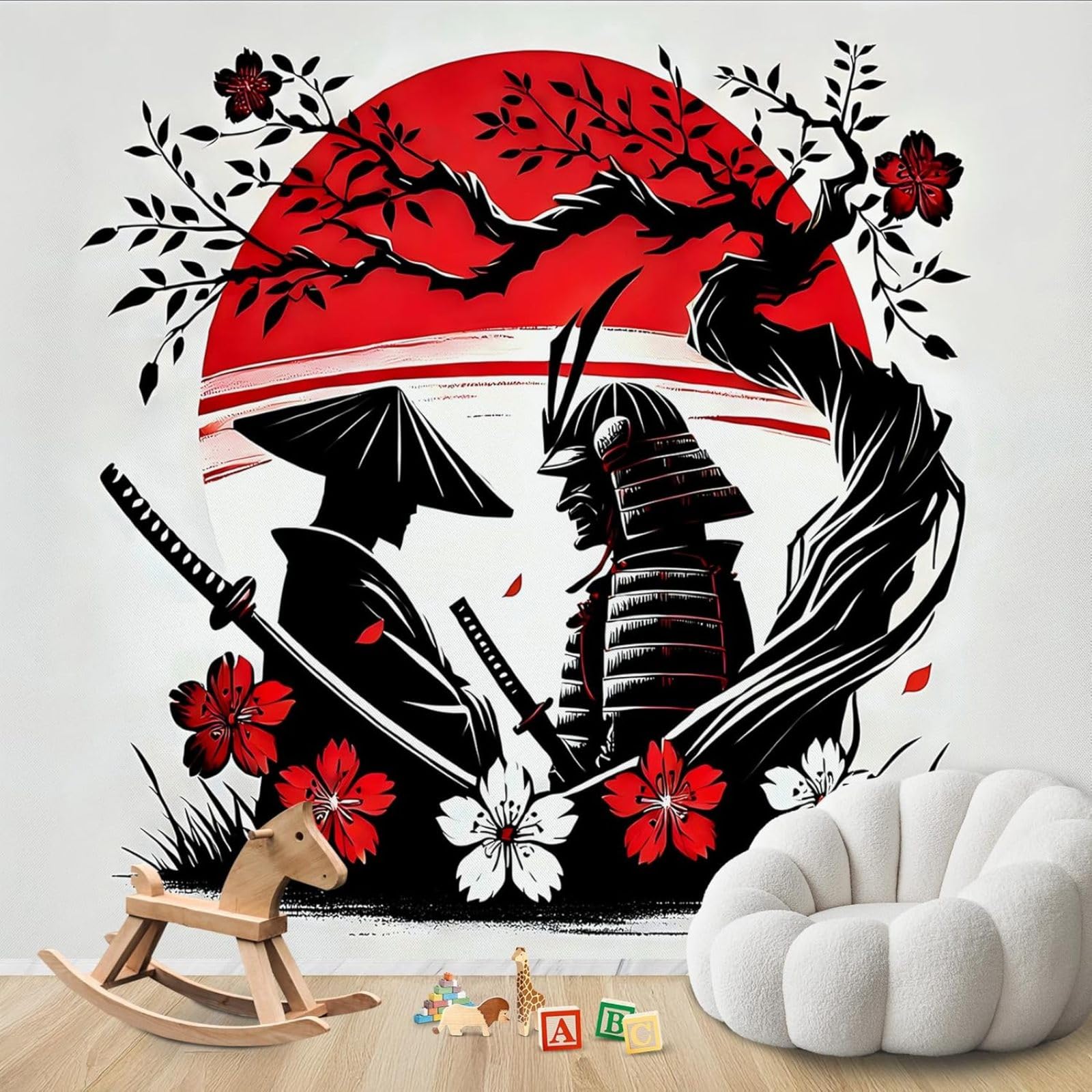 hgjdjhnf Photo Wallpaper Zen Samurai Japanese Warrior ModernLiving Room Bedroom Children's RoomDecoration Motif Wallpaper,200cmx140cmSticker - Background- Painting - Poster