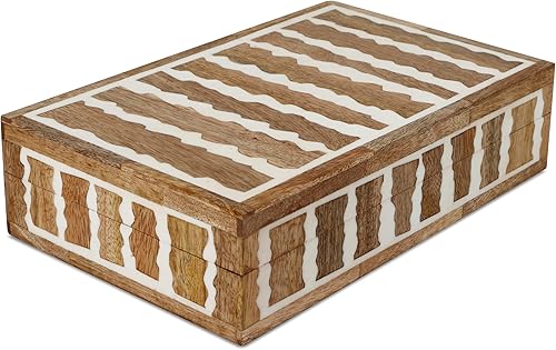 Miniatura 30 de Handicrafts Home - Caja decorativa hecha a mano con diseño Kept Safari, patrón de marfil, para organizar, decorar y guardar recuerdos, estilo