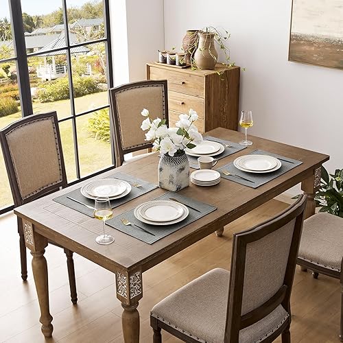 Miniatura 7 de Romanstile Juego de manteles individuales de tela de 6 a 12 x 18 pulgadas, resistentes al calor, de arpillera gruesa de doble capa, lavables de lino