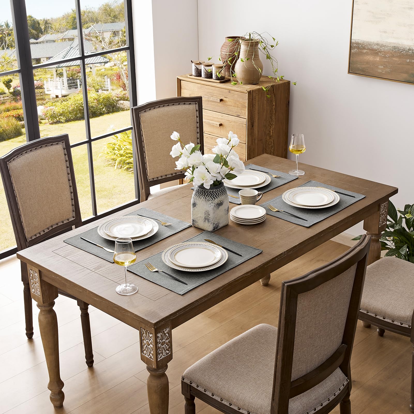 Romanstile Cloth Placemats Set of 6, Heat Resistant Double Layered Thickened Pla - product photo