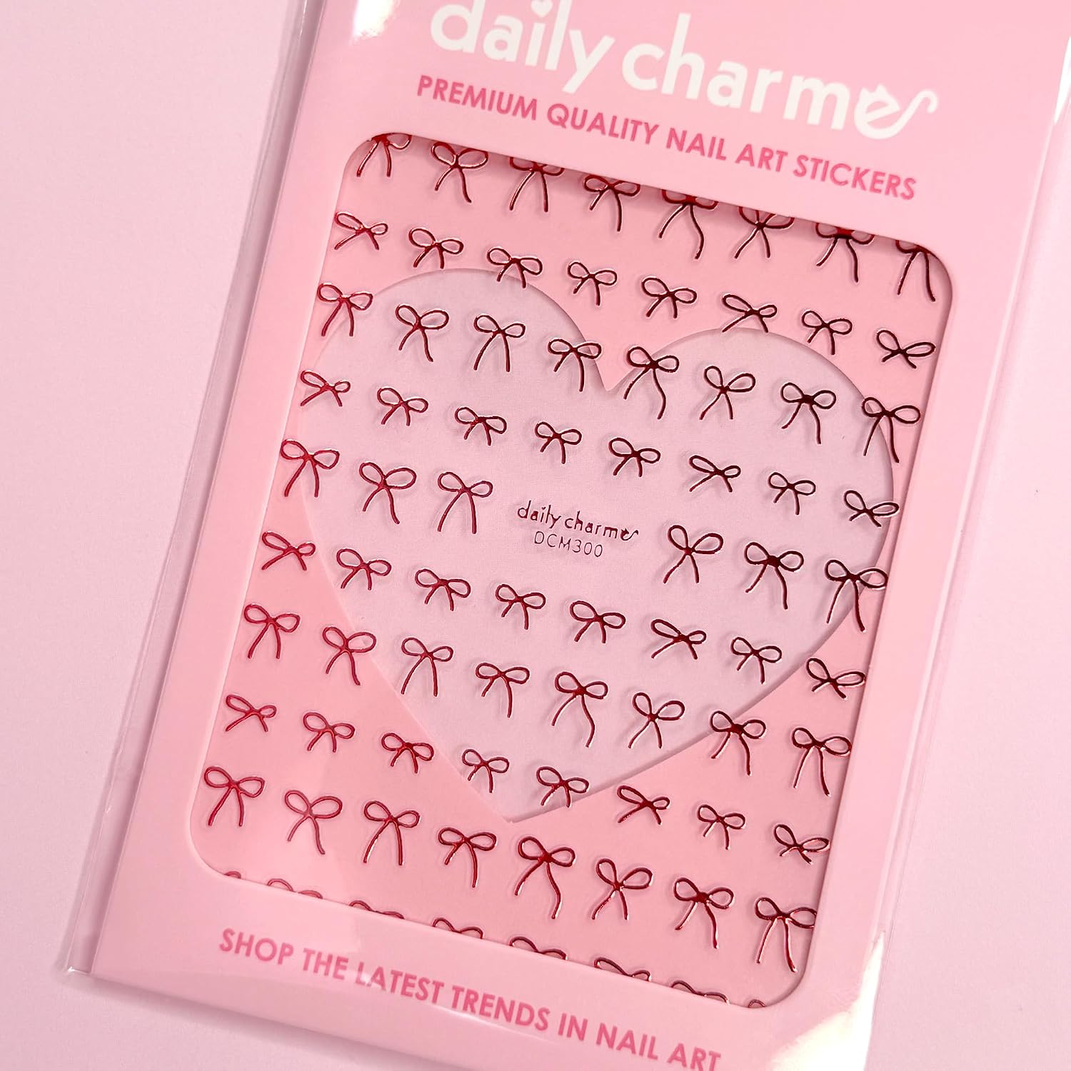 Daily Charme Coquette Heart Bow Nail Art Sticker Bundles Nail Decals Coquette Core Design Valentine's Day Nail Art Stickers for Women Girls DIY Manicure