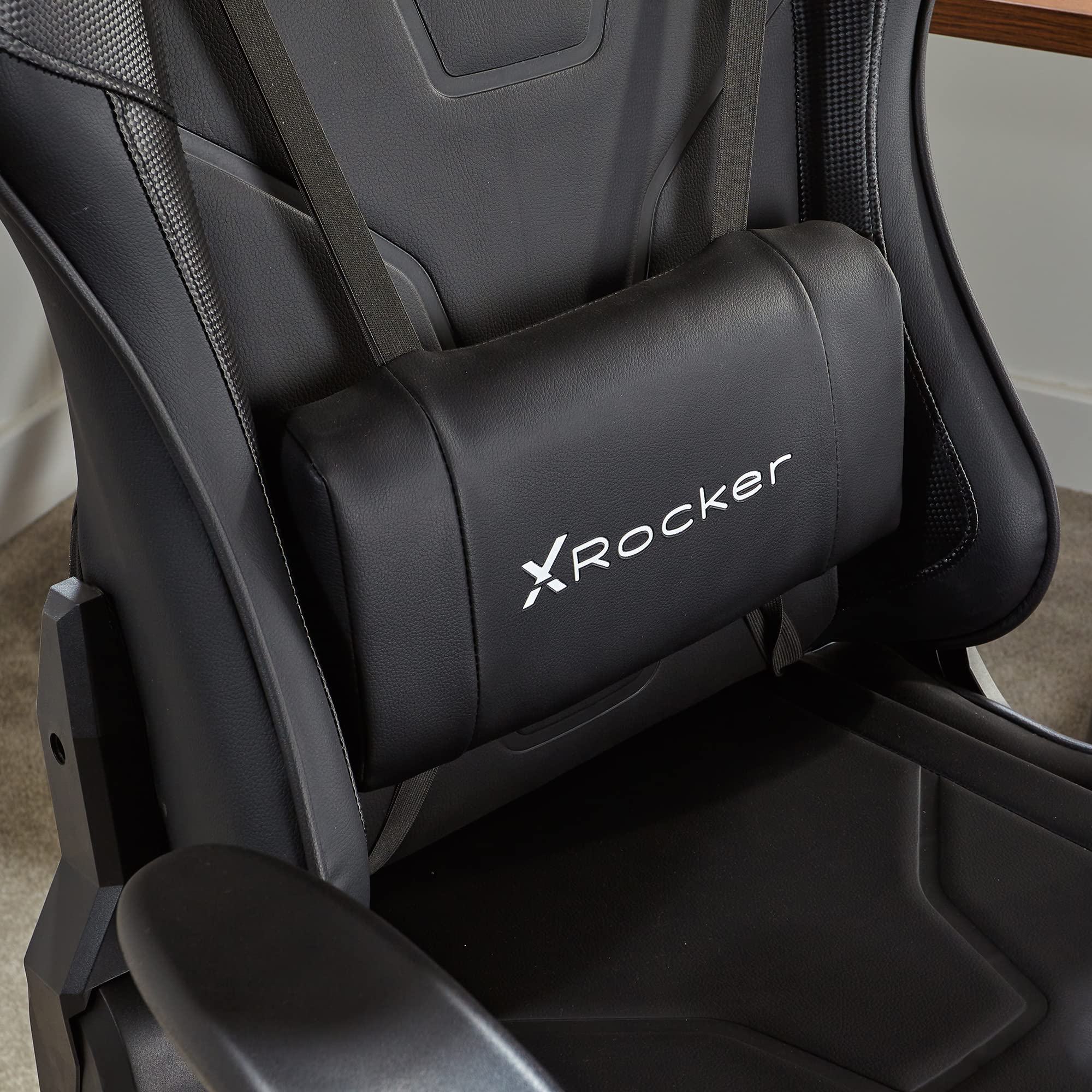 X Rocker Agility Esports - Gaming Bürodrehstuhl mit Komfortkissen für Erwachsene - Carbon Schwarz