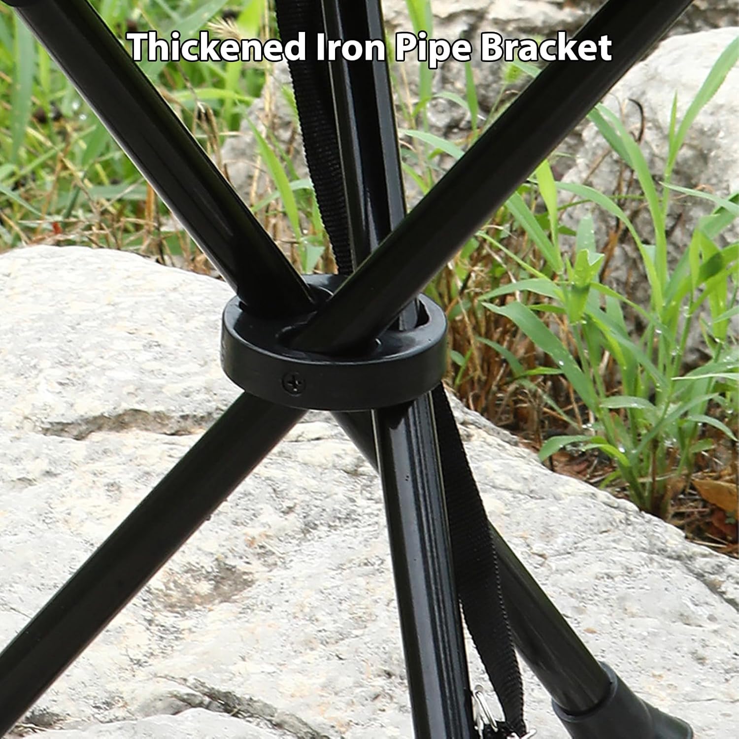 Fockety Travel Folding Camping Stool, 2pcs Folding Tripod Stool Outdoor Tripod Chair Portable Party Chair for Outdoor Camping Walking Hiking Fishing Travel (2pcs Full Black)