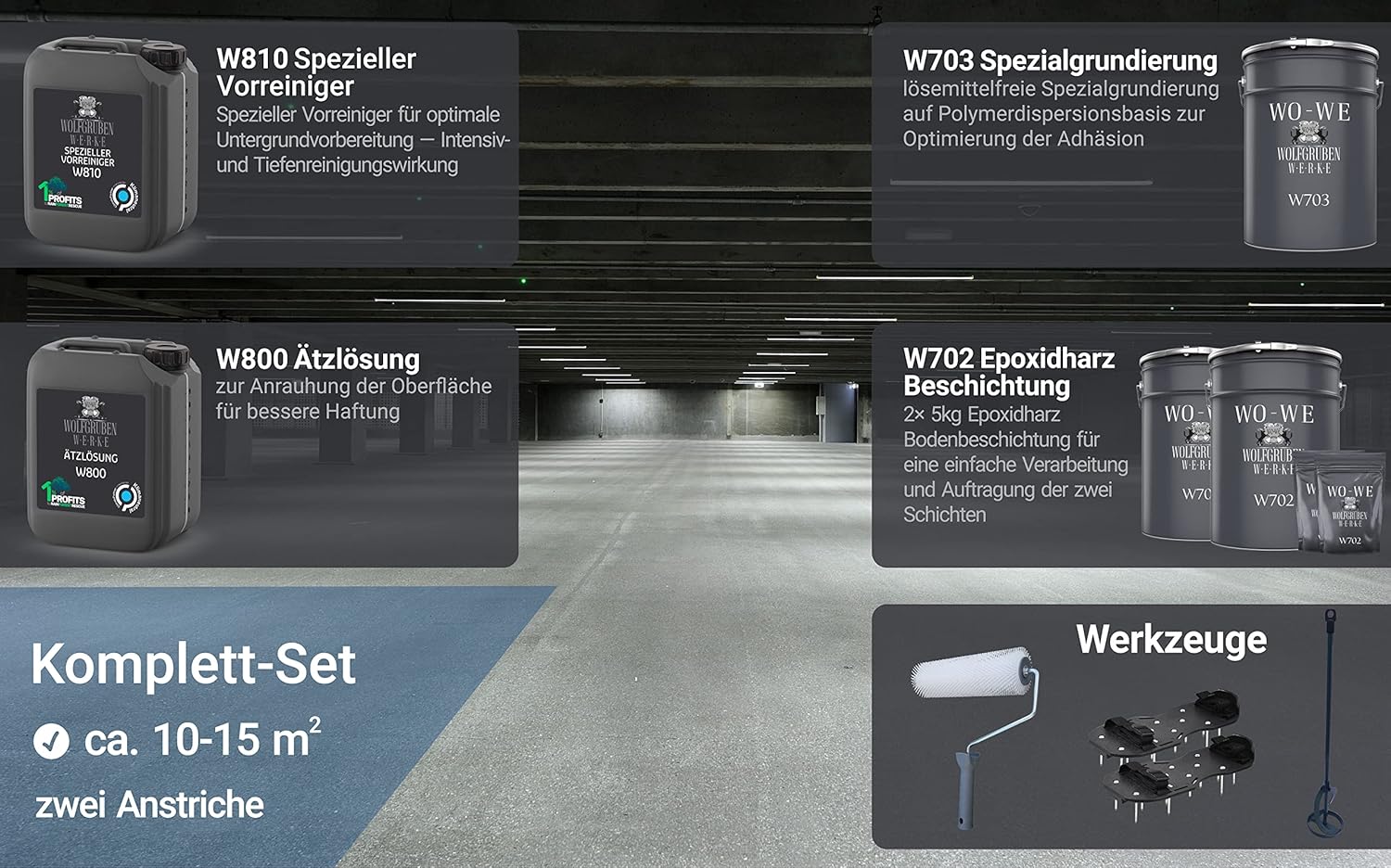 Epoxy Floor Coating for Concrete Garages & Industrial Use by WO-WE