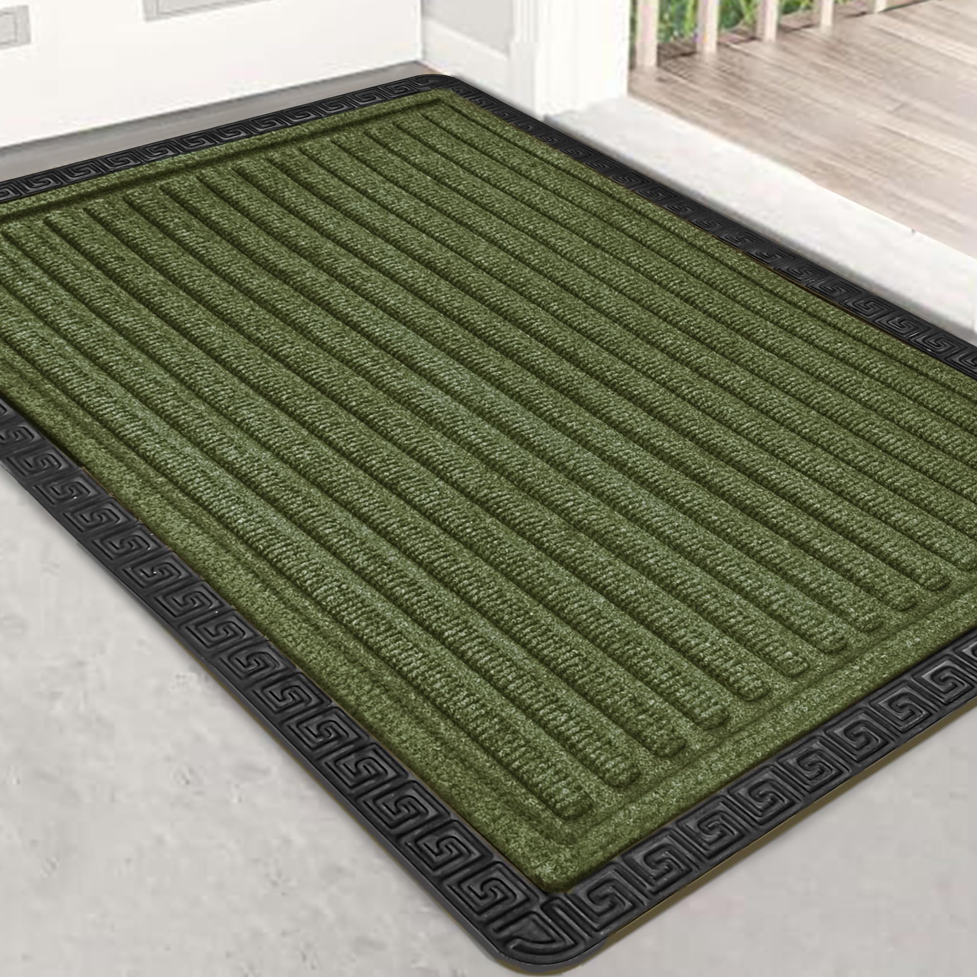 Yellow Weaves 1 Pc Door Mat for Home Entrance, Outdoor Rubber Mat - Non-Slip, Anti Skid Foot Mat, Dirt Trapper, Heavy-Duty, Weather-Resistant, Waterproof Doormat (40x60cms, Stripe, Olive Green)-image-23