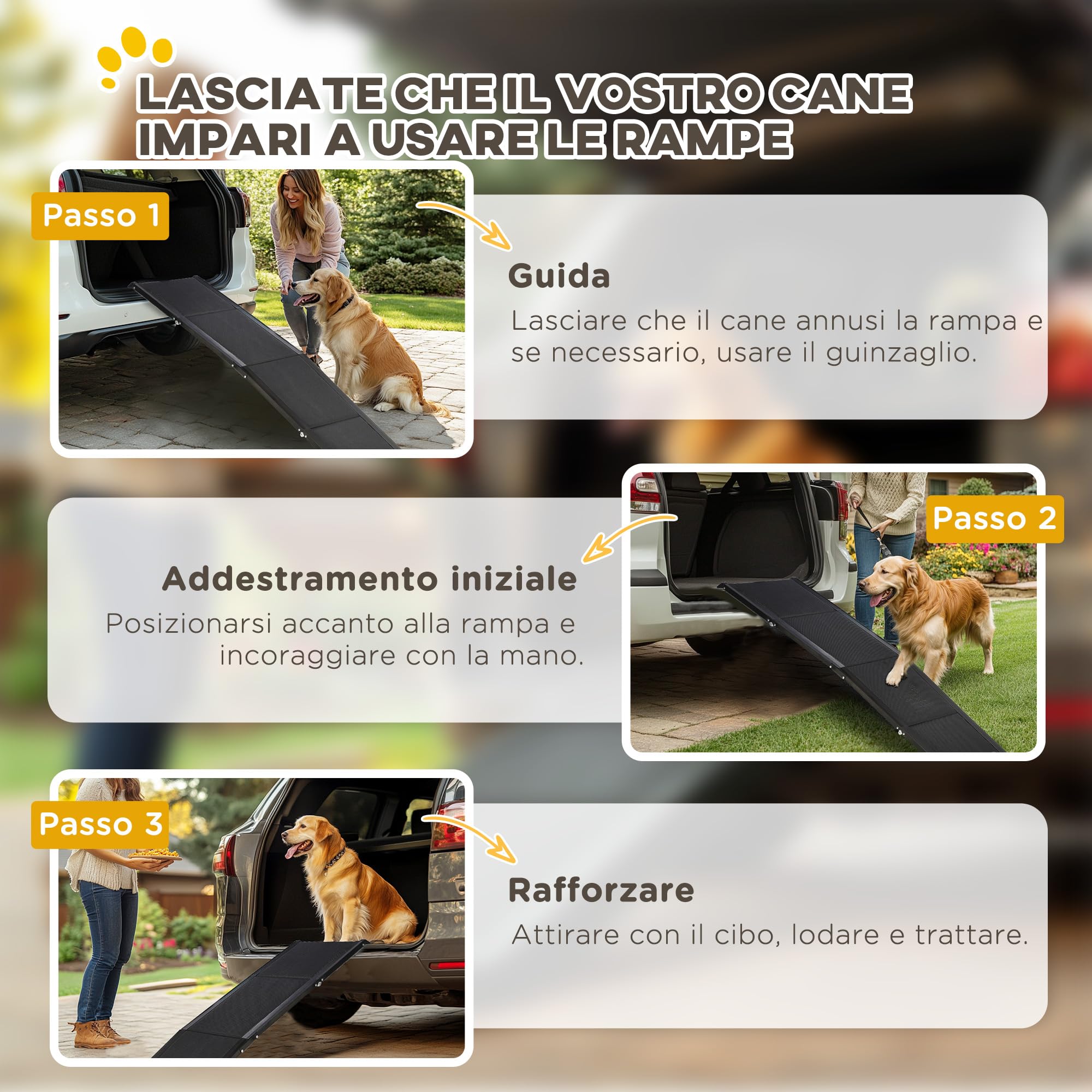 PawHut Rampa per Cani Pieghevole con Superficie Antiscivolo, Pedana per Cani con Profili in Alluminio, 158x43.5x2.5cm, Nero