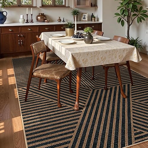 Vista 131 de Lahome Alfombra moderna de yute, de 2 x 8 pies, lavable, para entrada, granja, cocina, antideslizante, para interiores y exteriores, alfombra