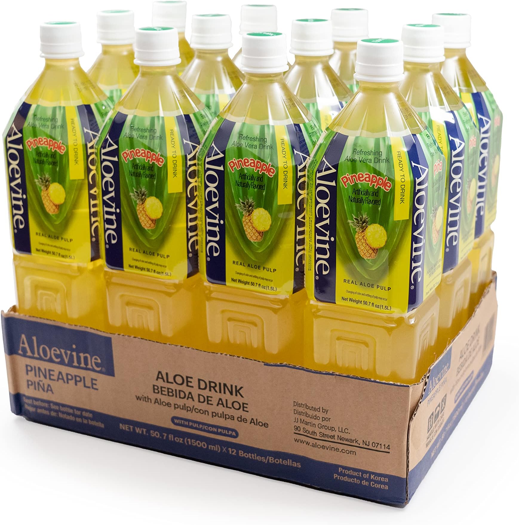 Aloevine Aloe Vera Drink, Pineapple, 50.7 Ounce (Pack of 12)