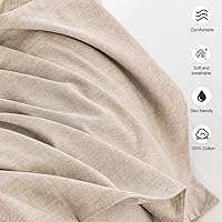 Vista 6 de MooMee Fundas de Almohada de Cama Juego de 2 100% Algodón Lavado con Textura Similar al Lino Transpirable Duradero Suave Cómodo