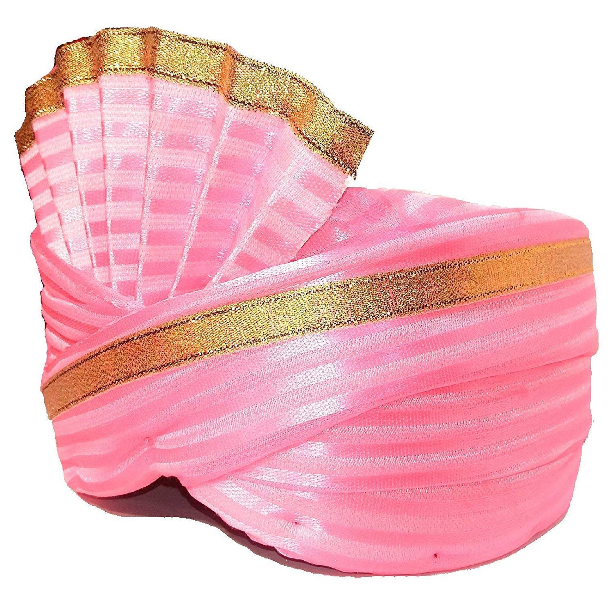 Wedstyle Wedding Turban Dulha Collection Traditional Pagri//Pagdi for Barati/Swagat/Welcome Pink Pagdi for Men & Women - Unisex(Pack of 1)-image-10