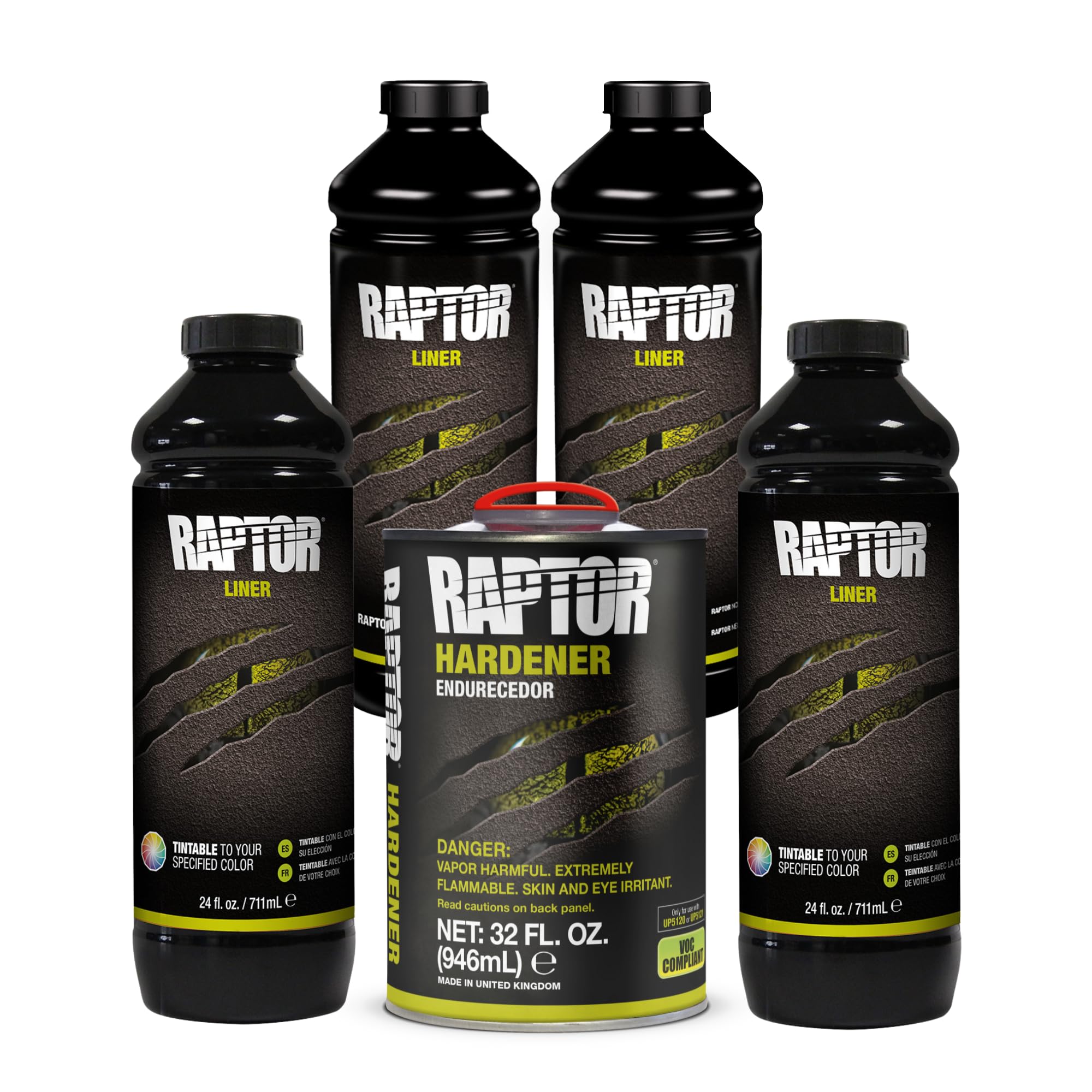 Raptor Black Urethane Spray-On Truck Bed Liner & Texture Coating, Protective Paint For Tailgates & Trucks, Vehicle Undercoating, 4 Quart Kit