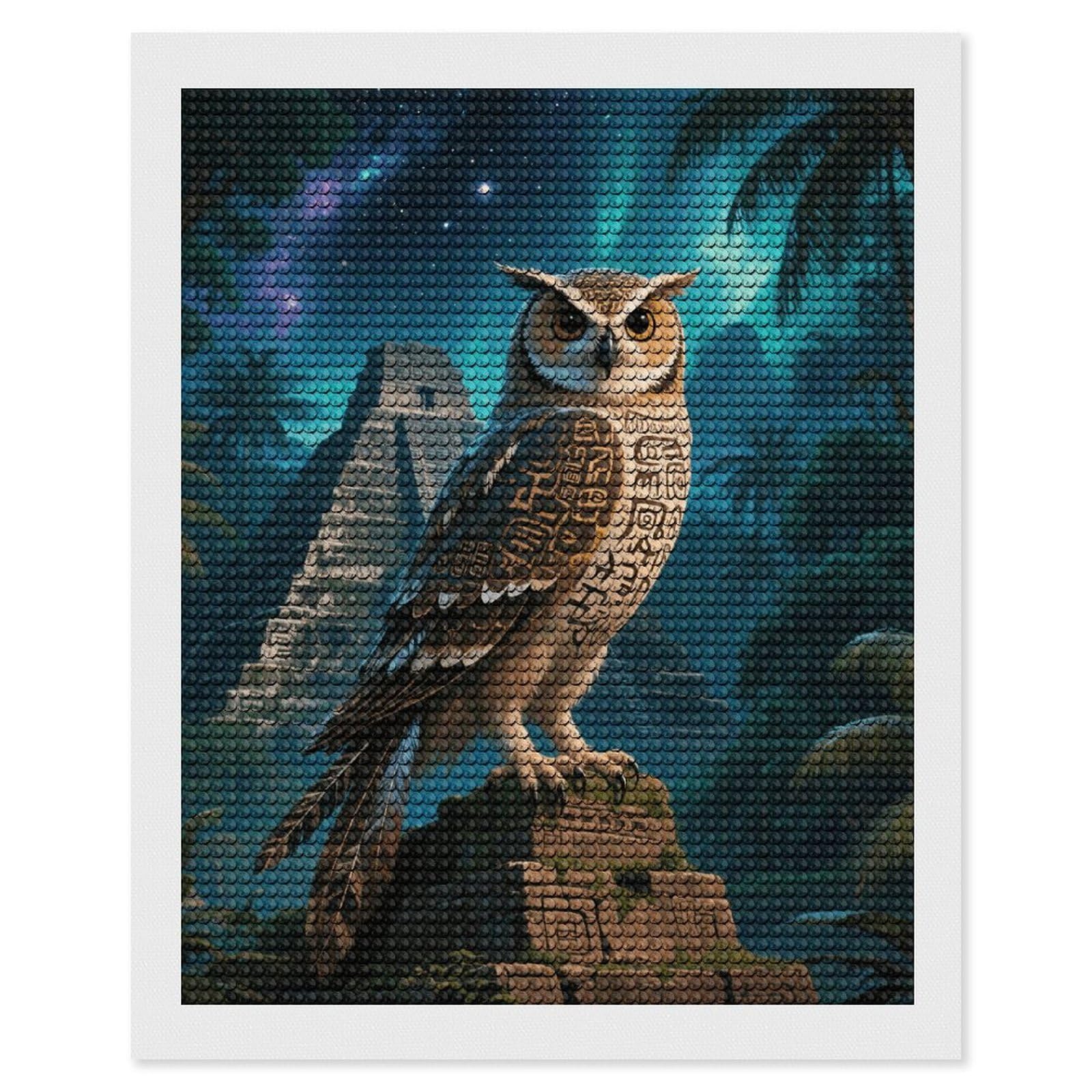FodPand Maya Owl 5D Diamond Painting Kits for Adults Beginners Full Drill Round Diamond Dots Pictures Gem Art Supplies for Home Wall Room Decoration DIY Craft Set Gift 16x20