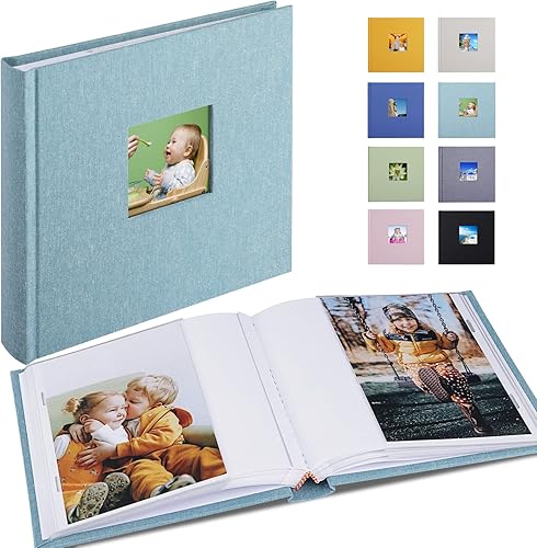 Miniatura 9 de Álbum de fotos de 4 x 6 pulgadas con capacidad para 60 fotos con bolsillos verticales deslizantes, libro de fotos, cubierta de lino, álbumes de