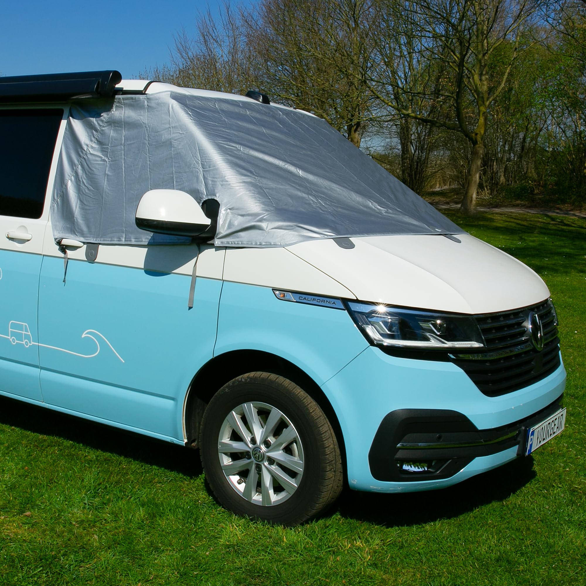 your GEAR Sanremo - Sonnenschutzmatte passend für VW T5 T6 T6.1 - Seiten- u. Frontscheiben Abdeckung - 100% Blickdicht