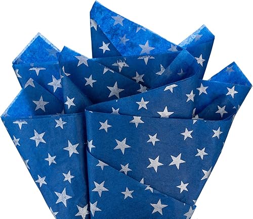 Miniatura 4 de We Moment Papel de seda azul dorado estrella azul marino papel de regalo para manualidades, bolsas de paquete - 50 hojas