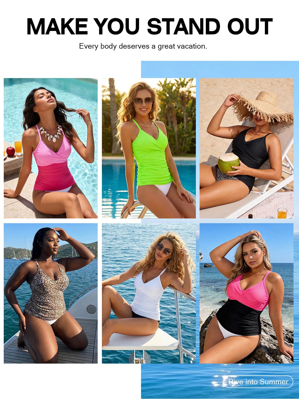 RELLECIGA RELLECIGA Women's V Neckline Ruched Tankini Top Swimsuits Push Up Swim Top Only in use