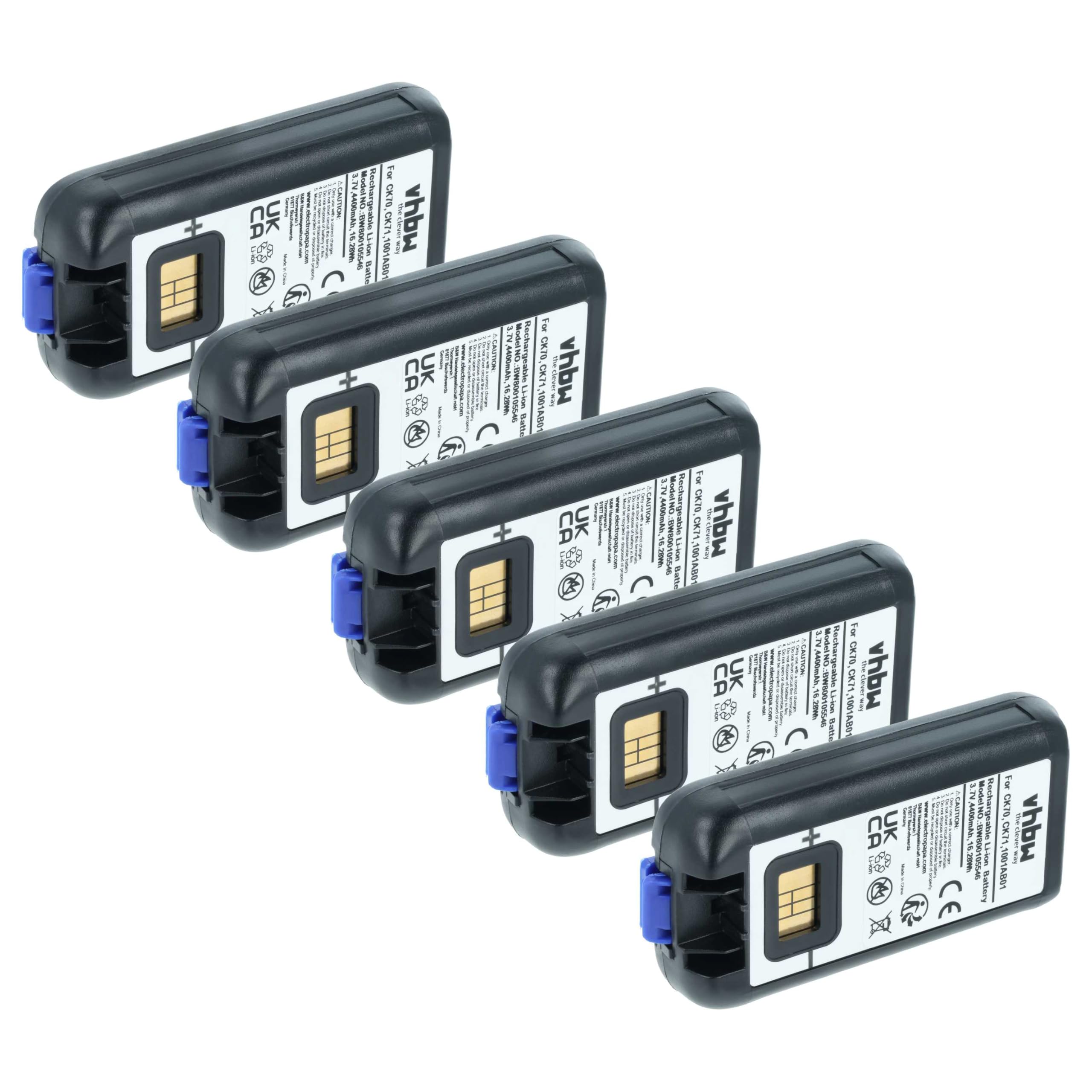 vhbw Akumulator 5X zastępuje Intermec AB18 do PDA (4400mAh, 3,7 V, Li-Ion)