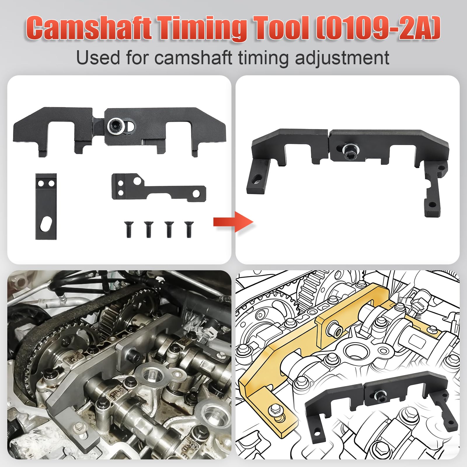 Kit Calaggio Motore, Attrezzo Cinghia Distribuzione,per Auto 1.0, 1.2 Vti (VVT) /GDI PureTech Benzina, 0109-2A, 109-2C, 109-2D