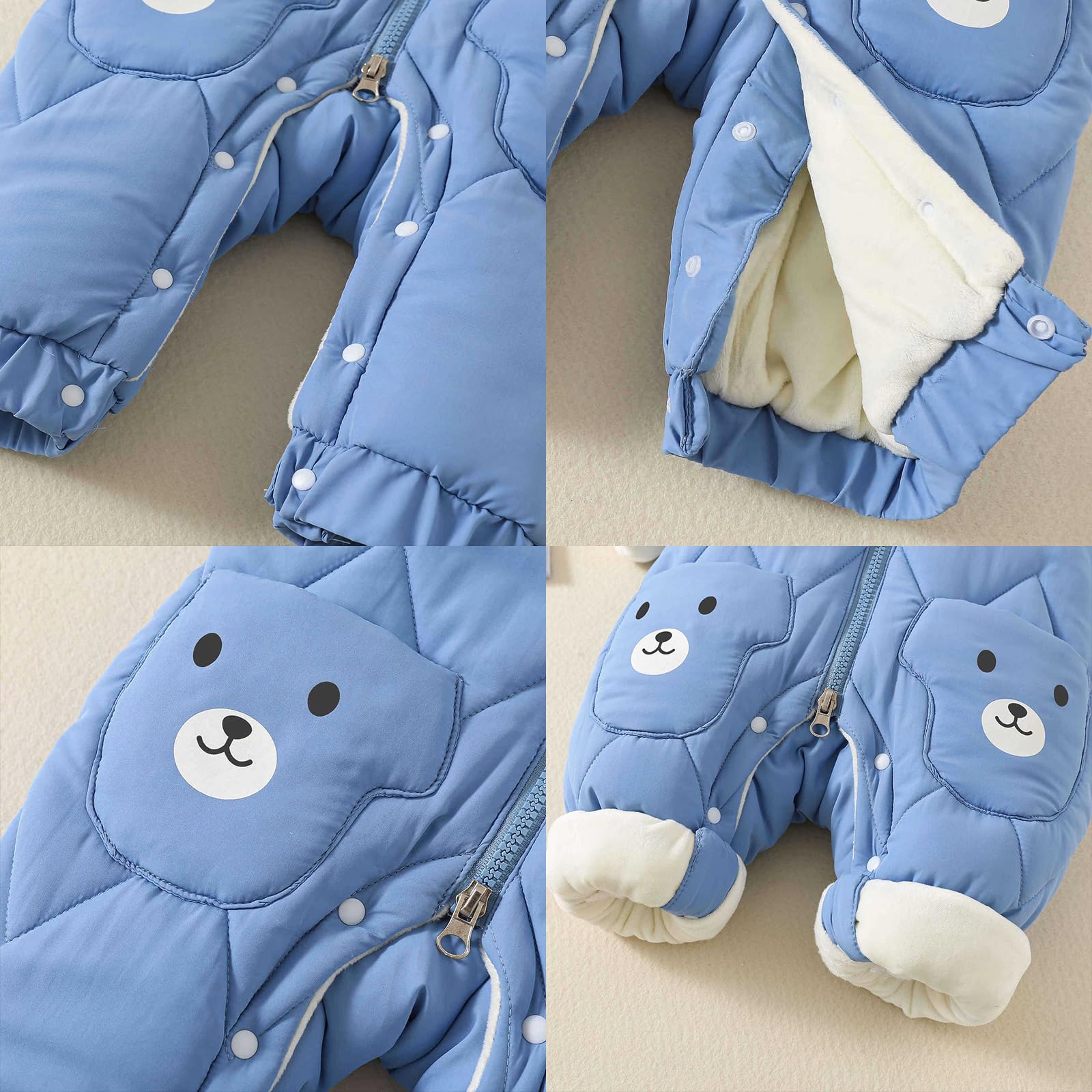 JiAmy Mono de invierno para bebé, bebé niño, niña, pelele de invierno, recién nacido, traje de nieve de 0-12 meses