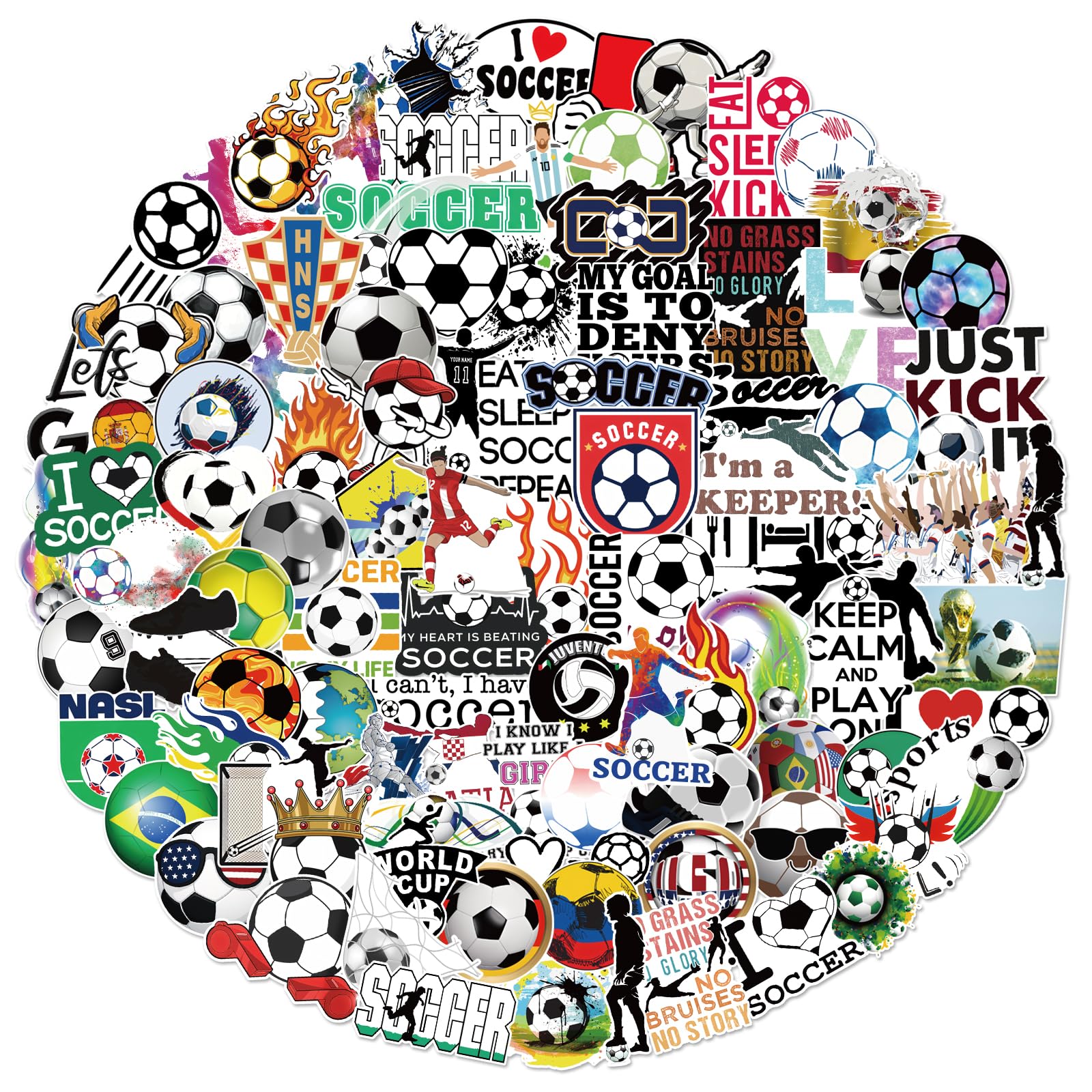 G2PLUS 100PCS Football Stickers: Waterproof Vinyl Stickers for Water Bottles Sports Gear, Laptops, Phone Cases