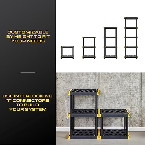 Miniatura 7 de BLACK & YELLOW, Estantería de almacenamiento de plástico resistente de 5 niveles, 100 librasestante (72 pulgadas de alto x 24 pulgadas de ancho x 20