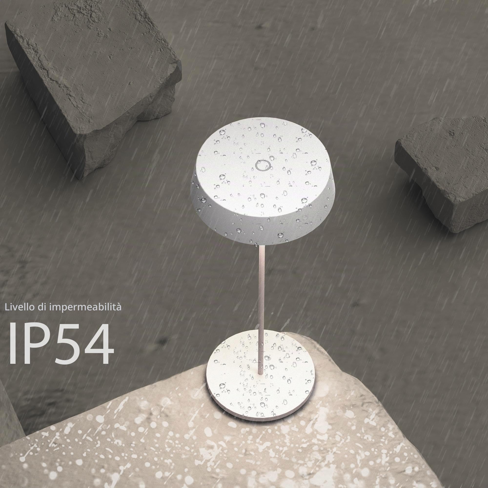 Palmina 901,lampade da tavolo senza fili,lampade da tavolo ricaricabili E Dimmerabile In Alluminio,abat jour senza fili 4400mah,Protezione IP54,luce da tavolo esterno/Interno/Bianco
