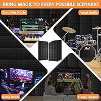 Vista 8 de 4 Pack Acoustic Panels 48"x24"x2" Sound Proof Foam Panels, High Density and Fire Resistant Sound Panels, Studio Foam for Wall and Ceiling - Home