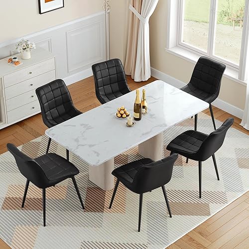 Miniatura 9 de HOOBRO Juego de 4 sillas de comedor, sillas de comedor tapizadas, modernas sillas de cocina de piel sintética para sala de estar, comedor, cocina,