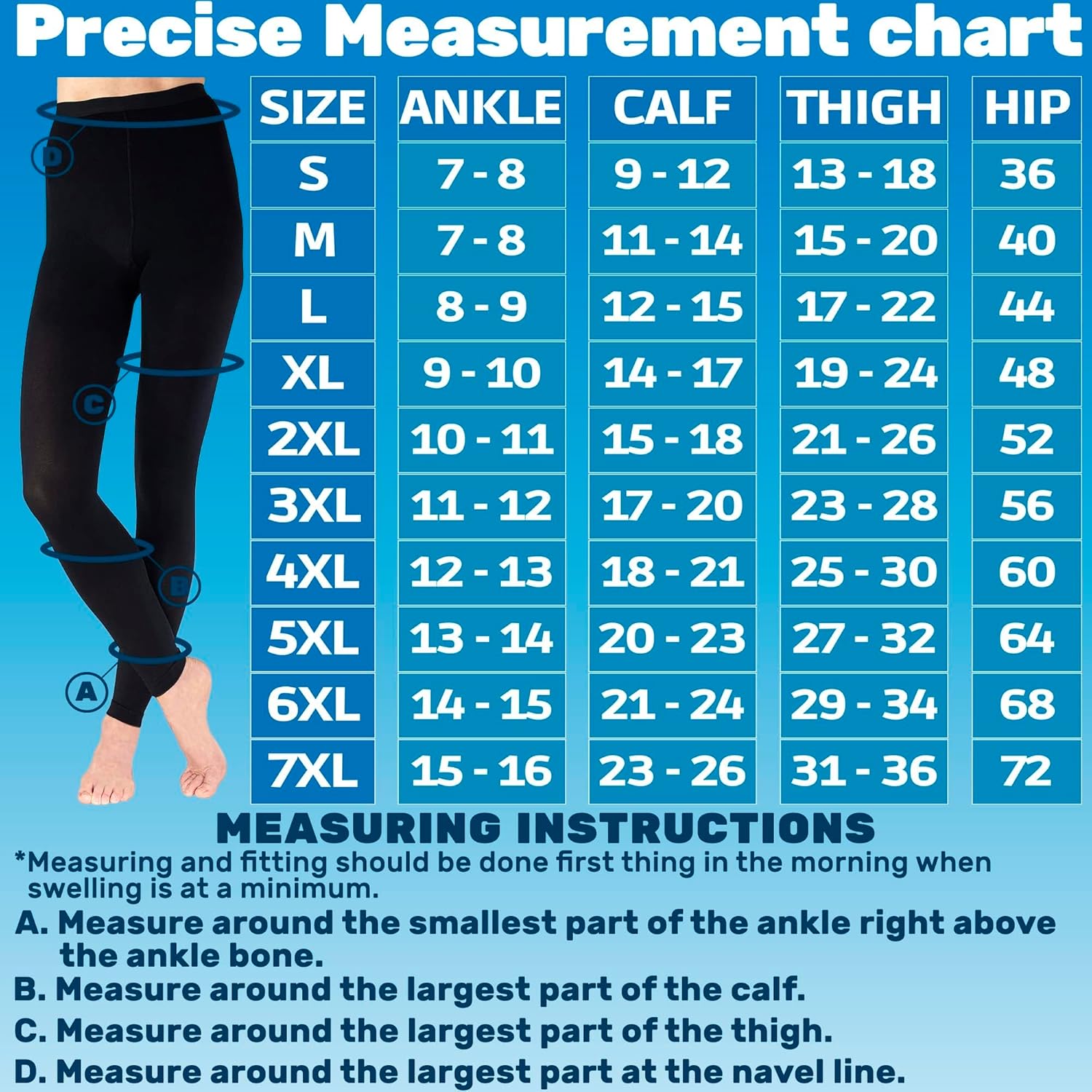 Extra Wide Compression Leggings for Women 20-30mmHg - Footless Compression Support Stockings for Edema, Arthritis, Swelling, Varicose Veins - Black, 5X-Large - A717BL8 - Image 3